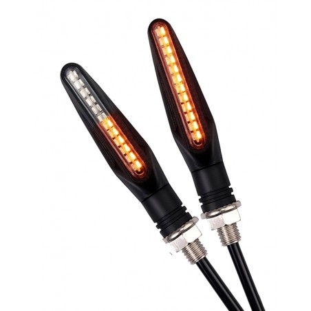 Semnalizatoare LED moto, 12 leduri, filet: M10, 12V, 9,5 x 2cm, negru