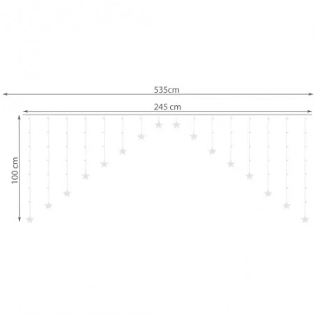 Instalatie de Craciun tip perdea, LED-uri alb calde, 8 moduri iluminare, telecomanda, intrare USB