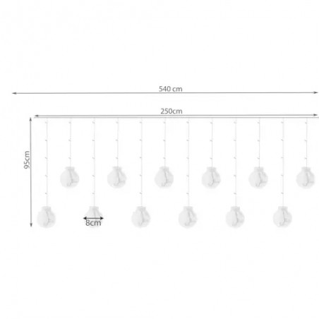 Instalatie LED de Craciun, 3.6W, perdea curgatoare, lumina alba-rece, 8 moduri iluminare, IP44