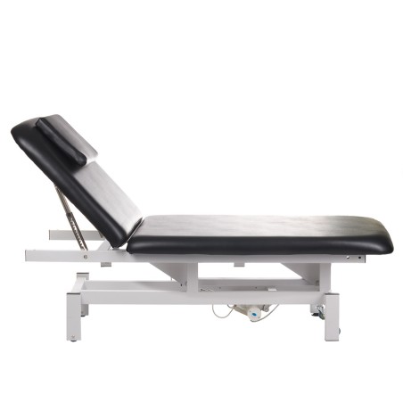 Pat masaj si reabilitare, control electric inaltime 48-84 cm, cu roti, lungime 185 cm, piele ecologica neagra