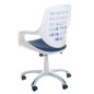Scaun ergonomic de birou sau conferinta, inaltime reglabila, roti mobile, alb si albastru