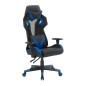 Scaun gaming, ergonomic, roti pivotante, inaltime maxima 56 cm, negru, albastru
