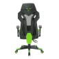 Scaun de gaming, ergonomic, reglabil pe inaltime, rotativ, tapiterie piele ecologica, negru, verde