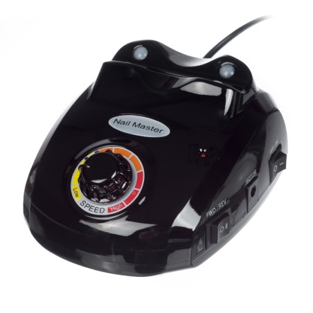 Freza profesionala unghii, 35.000 RPM, 10W, maner TWIST-LOCK, 6 capete, 6 inele abrazive, negru