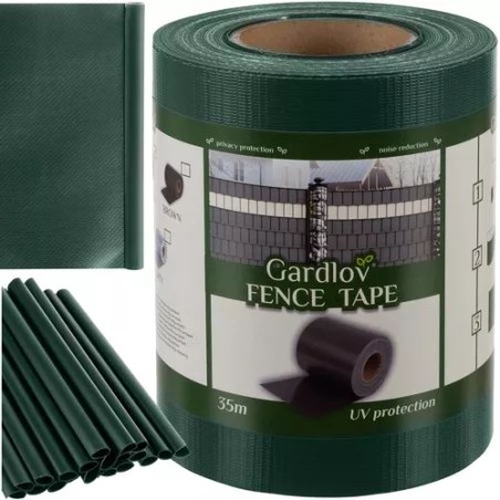 Banda opacizare gard, PVC, 450g/mp, protectie UV, 19 cm x 35 m, verde