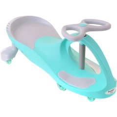 Masinuta ride-on fara pedale, gravitationala, roti LED color, suport antiderapant picioare, turcoaz