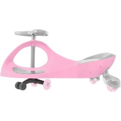 Masinuta fara pedale ride-on, gravitationala, roti luminoase, volan, suport picioare, roz