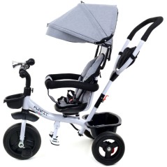 Tricicleta copii, roti spuma EVA, scaun rotativ 360 grade, centura de siguranta, husa, copertina pliabila, sarcina maxima 30 kg