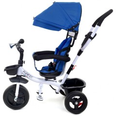 Tricicleta multifunctionala, scaun rotativ 360 grade, centura siguranta, copertina pliabila, roti spuma EVA, pedale