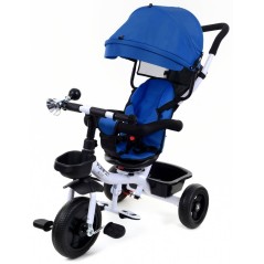 Tricicleta multifunctionala, scaun rotativ 360 grade, centura siguranta, copertina pliabila, roti spuma EVA, pedale
