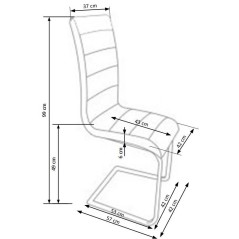 Scaun living/sufragerie Halmar K132, cadru metal,  stil modern, 42x57x99cm, piele, alb/negru