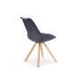 Scaun sufragerie, cadru lemn, stil scandinav, inaltime 81 cm, ABS si piele ecologica, negru