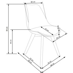 Scaun living/sufragerie Halmar K246, cadru lemn, sezut piele, stil scandinav, 48x53x83x50cm, plicarbonat/piele, alb