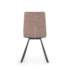 Scaun living/sufragerie Halmar K280, cadru metal, spatar matlasat, stil modern, 44x46x91x49cm, piele, maro