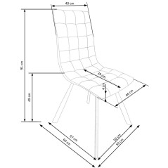 Scaun living/sufragerie Halmar K280, cadru metal, spatar matlasat, stil modern, 44x46x91x49cm, piele, maro