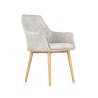 Scaun living/sufragerie Halmar K287, cadru lemn, spatar matlasat, stil scandinav, 58x61x85x50cm, piele, gri