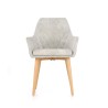 Scaun living/sufragerie Halmar K287, cadru lemn, spatar matlasat, stil scandinav, 58x61x85x50cm, piele, gri