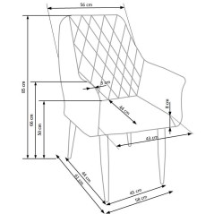 Scaun living/sufragerie Halmar K287, cadru lemn, spatar matlasat, stil scandinav, 58x61x85x50cm, piele, gri