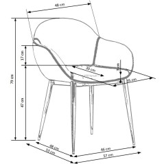 Scaun living/sufragerie Halmar K304, cadru metal,  stil modern, 57x59x81x47cm, piele, maro