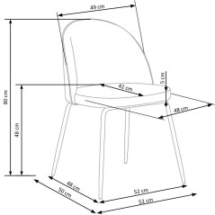 Scaun tapitat living/sufragerie Halmar K314, cadru metal,  stil clasic, 49x50x80x48cm, catifea, gri