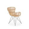 Scaun living/sufragerie Halmar K335, cadru metal,  stil scandinav, 61x63x90x45cm, ratan, crem