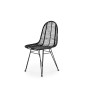 Scaun Francis, design scandinav, ratan negru, amplasare in living/sufragerie, structura metalica, 44x55x90x46 cm