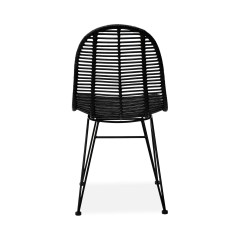 Scaun living/sufragerie Halmar K337, cadru metal,  stil scandinav, 44x55x90x46cm, ratan, negru