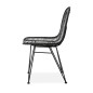 Scaun Francis, design scandinav, ratan negru, amplasare in living/sufragerie, structura metalica, 44x55x90x46 cm