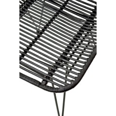 Scaun living/sufragerie Halmar K337, cadru metal,  stil scandinav, 44x55x90x46cm, ratan, negru