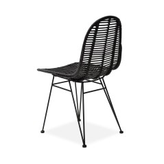 Scaun living/sufragerie Halmar K337, cadru metal,  stil scandinav, 44x55x90x46cm, ratan, negru