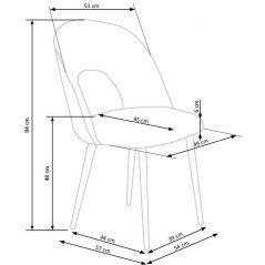 Scaun tapitat living/sufragerie Halmar K384, cadru metal,  stil clasic, 54x57x84x48cm, catifea, albastru