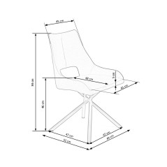 Scaun living/sufragerie Halmar K409, cadru metal,  stil modern, 49x52x84x46cm, textil, gri