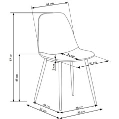 Scaun tapitat living/sufragerie Halmar K417, cadru metal, spatar matlasat, stil modern, 44x56x87x48cm, catifea, negru