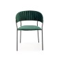 Scaun tapitat Ava, stil modern, catifea si otel vopsit cu pulbere, 57x54x79x48 cm, verde