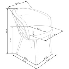 Scaun tapitat living/sufragerie Halmar K430, cadru metal,  stil glamour, 61x54x77x48cm, catifea, bej