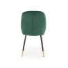 Scaun tapitat living/sufragerie Halmar K437, cadru metal,  stil glamour, 49x55x88x47cm, catifea, verde