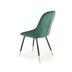 Scaun tapitat living/sufragerie Halmar K437, cadru metal,  stil glamour, 49x55x88x47cm, catifea, verde