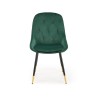 Scaun tapitat living/sufragerie Halmar K437, cadru metal,  stil glamour, 49x55x88x47cm, catifea, verde