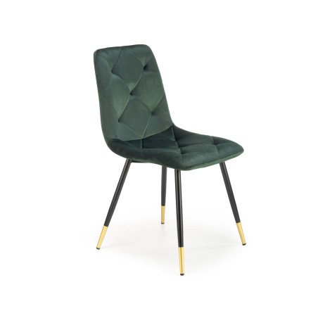 Scaun tapitat living/sufragerie Halmar K438, cadru metal,  stil glamour, 45x50x86x47cm, catifea, verde