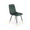 Scaun tapitat living/sufragerie Halmar K438, cadru metal,  stil glamour, 45x50x86x47cm, catifea, verde