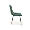 Scaun tapitat living/sufragerie Halmar K438, cadru metal,  stil glamour, 45x50x86x47cm, catifea, verde