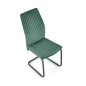 Scaun sufragerie, baza metalica forma U, matlasat, catifea verde, stil modern, 44x54x97x46 cm