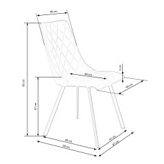 Scaun tapitat living/sufragerie Halmar K450, cadru metal, spatar matlasat, stil modern, 44x58x85x47cm, catifea, galben