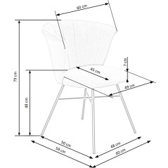 Scaun living/sufragerie Halmar K459, cadru metal,  stil modern, 60x59x79x48cm, textil, gri