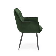 Scaun tapitat living/sufragerie Halmar K463, cadru metal,  stil modern, 59x64x87x48cm, catifea, verde