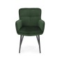 Scaun tip fotoliu pentru dining, tesatura de catifea, otel, stil modern, inaltime 87 cm, verde