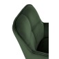 Scaun tip fotoliu pentru dining, tesatura de catifea, otel, stil modern, inaltime 87 cm, verde