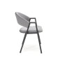 Scaun dining Xonia, stil modern, cadru metalic, catifea gri, inaltime 82 cm