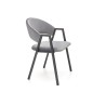 Scaun dining Xonia, stil modern, cadru metalic, catifea gri, inaltime 82 cm