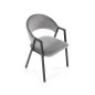 Scaun dining Xonia, stil modern, cadru metalic, catifea gri, inaltime 82 cm